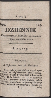 Dziennik Patryotycznych Politykow w Lwowie. R. 1797 Nr 119