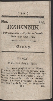 Dziennik Patryotycznych Politykow w Lwowie. R. 1797 Nr 122