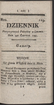 Dziennik Patryotycznych Politykow w Lwowie. R. 1797 Nr 129