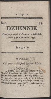 Dziennik Patryotycznych Politykow w Lwowie. R. 1797 Nr 131