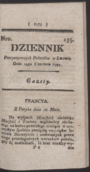 Dziennik Patryotycznych Politykow w Lwowie. R. 1797 Nr 135