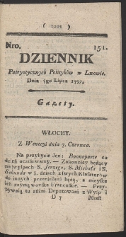 Dziennik Patryotycznych Politykow w Lwowie. R. 1797 Nr 151