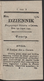 Dziennik Patryotycznych Politykow w Lwowie. R. 1797 Nr 152