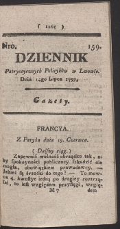 Dziennik Patryotycznych Politykow w Lwowie. R. 1797 Nr 159