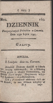 Dziennik Patryotycznych Politykow w Lwowie. R. 1797 Nr 160