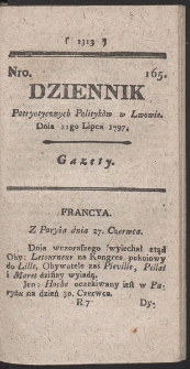 Dziennik Patryotycznych Politykow w Lwowie. R. 1797 Nr 165