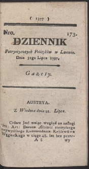 Dziennik Patryotycznych Politykow w Lwowie. R. 1797 Nr 173