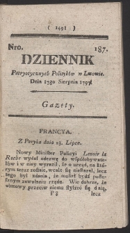 Dziennik Patryotycznych Politykow w Lwowie. R. 1797 Nr 187