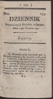 Dziennik Patryotycznych Politykow w Lwowie. R. 1797 Nr 189