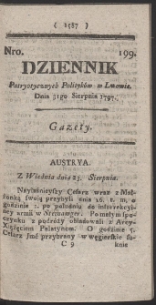 Dziennik Patryotycznych Politykow w Lwowie. R. 1797 Nr 199