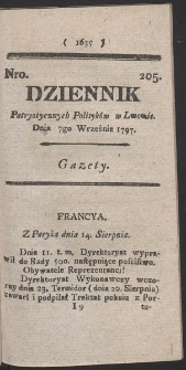 Dziennik Patryotycznych Politykow w Lwowie. R. 1797 Nr 205