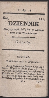 Dziennik Patryotycznych Politykow w Lwowie. R. 1797 Nr 212