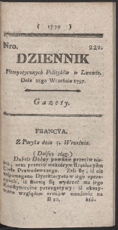 Dziennik Patryotycznych Politykow w Lwowie. R. 1797 Nr 222
