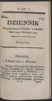 Dziennik Patryotycznych Politykow w Lwowie. R. 1797 Nr 223