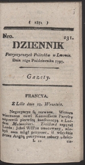 Dziennik Patryotycznych Politykow w Lwowie. R. 1797 Nr 231