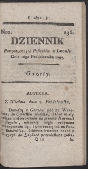 Dziennik Patryotycznych Politykow w Lwowie. R. 1797 nr 236