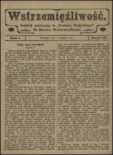 Wstrzemięźliwość : dodatek miesięczny do „Posłańca Niedzielnego” dla Bractwa Wstrzemięźliwości. R. 12 (1911), nr 6