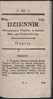 Dziennik Patryotycznych Politykow w Lwowie. R. 1797 Nr 249