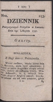 Dziennik Patryotycznych Politykow w Lwowie. R. 1797 Nr 253