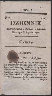 Dziennik Patryotycznych Politykow w Lwowie. R. 1797 Nr 256