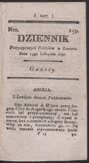 Dziennik Patryotycznych Politykow w Lwowie. R. 1797 Nr 259