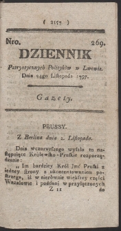 Dziennik Patryotycznych Politykow w Lwowie. R. 1797 Nr 269