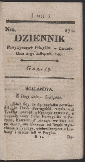 Dziennik Patryotycznych Politykow w Lwowie. R. 1797 Nr 271