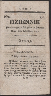 Dziennik Patryotycznych Politykow w Lwowie. R. 1797 nr 272
