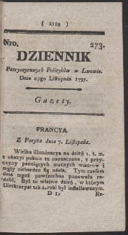 Dziennik Patryotycznych Politykow w Lwowie. R. 1797 Nr 273