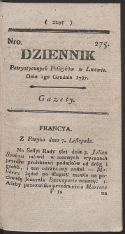 Dziennik Patryotycznych Politykow w Lwowie. R. 1797 nr 275