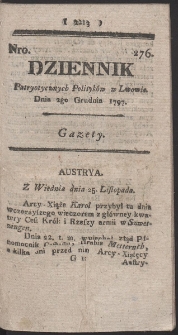 Dziennik Patryotycznych Politykow w Lwowie. R. 1797 Nr 276