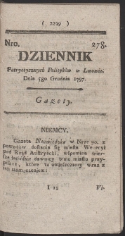 Dziennik Patryotycznych Politykow w Lwowie. R. 1797 Nr 278