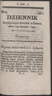 Dziennik Patryotycznych Politykow w Lwowie. R. 1797 Nr 282