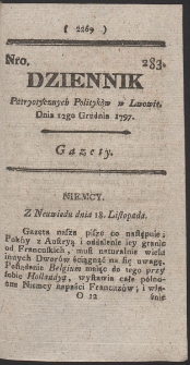 Dziennik Patryotycznych Politykow w Lwowie. R. 1797 nr 283