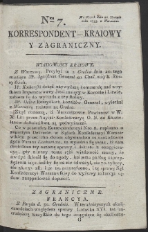 Korrespondent Kraiowy Y Zagraniczny. R. 1793 Nr 7