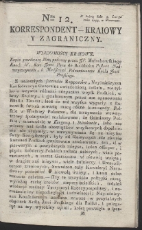 Korrespondent Kraiowy Y Zagraniczny. R. 1793 Nr 12