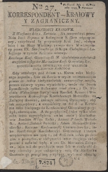 Korrespondent Kraiowy Y Zagraniczny. R. 1793 Nr 27