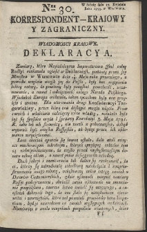 Korrespondent Kraiowy Y Zagraniczny. R. 1793 Nr 30
