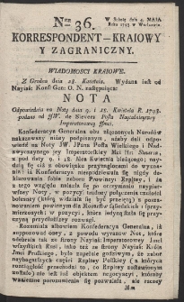 Korrespondent Kraiowy Y Zagraniczny. R. 1793 nr 36