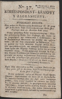 Korrespondent Kraiowy Y Zagraniczny. R. 1793 Nr 37