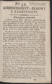 Korrespondent Kraiowy Y Zagraniczny. R. 1793 Nr 38