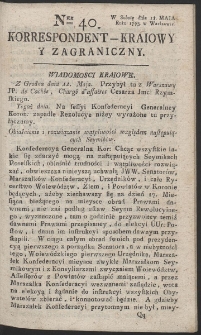 Korrespondent Kraiowy Y Zagraniczny. R. 1793 Nr 40