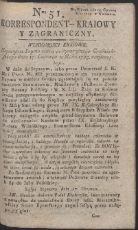 Korrespondent Kraiowy Y Zagraniczny. R. 1793 Nr 51