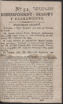Korrespondent Kraiowy Y Zagraniczny. R. 1793 Nr 52