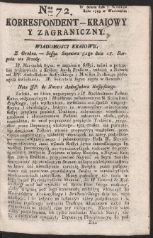 Korrespondent Kraiowy Y Zagraniczny. R. 1793 nr 72