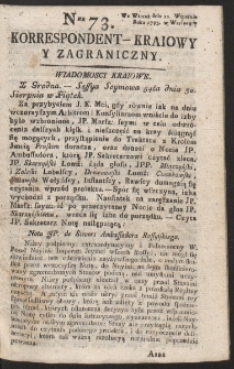 Korrespondent Kraiowy Y Zagraniczny. R. 1793 Nr 73