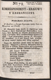 Korrespondent Kraiowy Y Zagraniczny. R. 1793 Nr 78