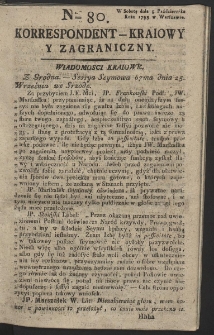 Korrespondent Kraiowy Y Zagraniczny. R. 1793 Nr 80