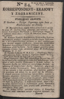 Korrespondent Kraiowy Y Zagraniczny. R. 1793 Nr 84