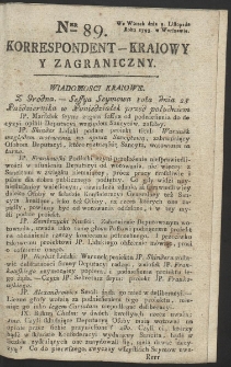 Korrespondent Kraiowy Y Zagraniczny. R. 1793 Nr 89
